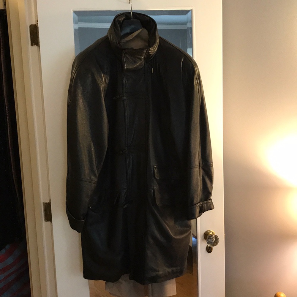 Coach leather wear toggle jacket.